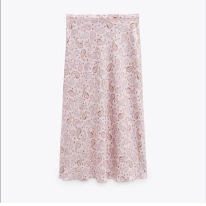 Zara Slip Skirt Pink Paisley